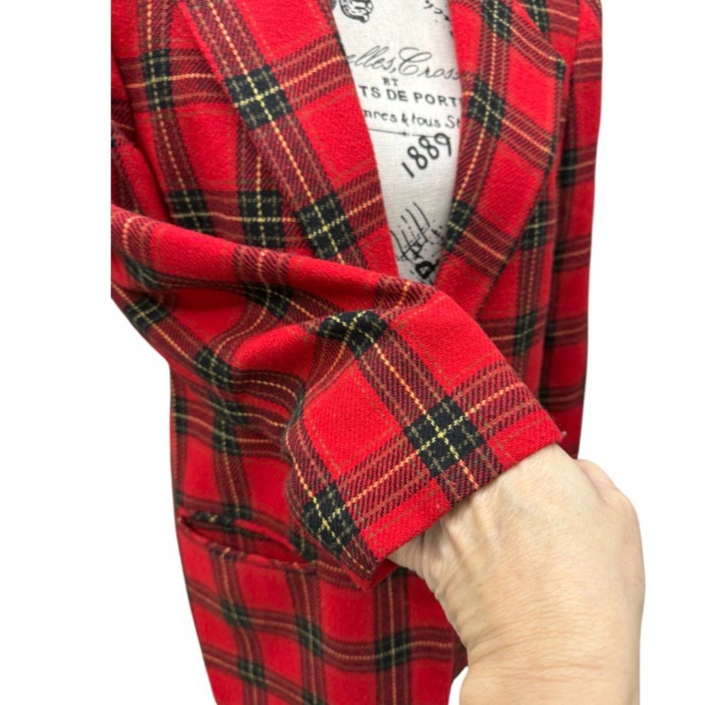 Sag Harbor Vintage Red Plaid Women's Wool Blend Blazer - Picture 5 of 9